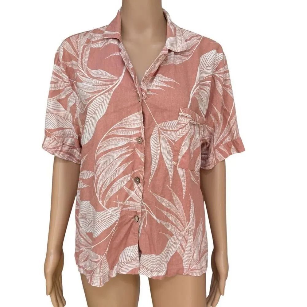 Tahari Linen Blend Tropical print Sleepwear top size M
